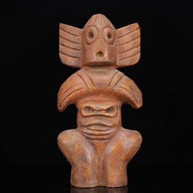 An Archaic Hongshan Culture Yellow Jade Figure Ornament