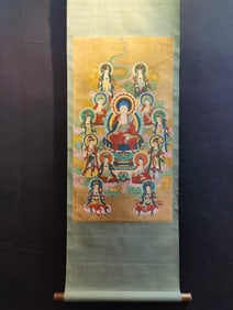 A Chinese Vertical Scroll Ink Painting of Figure on Silk