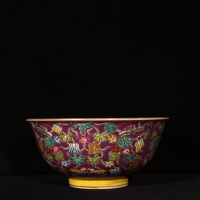 An Exquisite Enamel Painted Gold Flower and Fruit Pattern Bowl