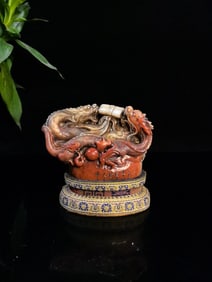An Exquisite Tianhuang Stone Dragon Seal,with Poem