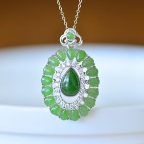 A Set of Fine Sterling Silver Inlaid Jasper Jewelry,Inlaid Diamond