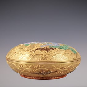 An Exquisite Enamel Dragon Pattern Seawater Pattern Box
