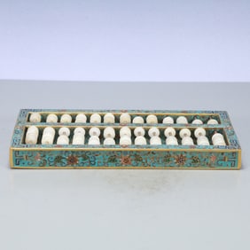 A Exquisite Cloisonne Lotus Pattern Abacus