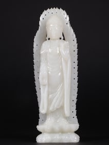 An Exquisite White Jade Buddha Statue