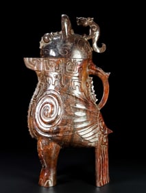 An Exquisite White Jade Phoenix-Shaped Ewer