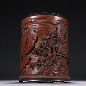 An Exquisite Bamboo Character and Story Pattern Brush Pot