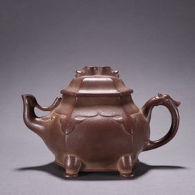 An Exquisite Purple Sands Dragon and Phoenix Pattern Teapot