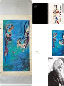 A Chinese Vertical Scroll Ink Painting of Character and Story on Paper