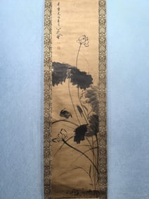 A Chinese Vertical Scroll Ink Painting of Flower and Bird on Paper