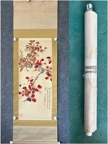 A Chinese Vertical Scroll Ink Painting of Flower on Paper