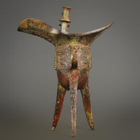 An Exquisite Bronze Beast-Face Pattern Goblet