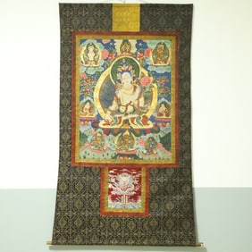 An Exquisite Brocade Painted Color Statue of Tara Tangka
