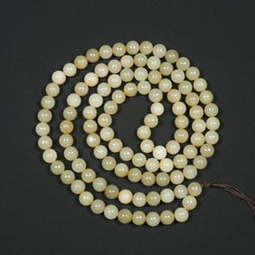 An Exquisite White Jade Round beads Pendant