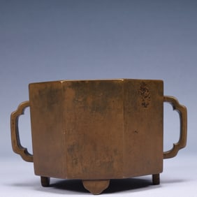 An Exquisite Bronze Double-Ears Censer