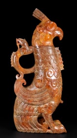 An Exquisite White Jade Phoenix-Shaped Ewer
