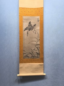 A Chinese Vertical Scroll Ink Painting of Flower and Bird on Paper