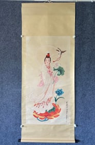 A Chinese Vertical Scroll Ink Painting of Figure on Paper