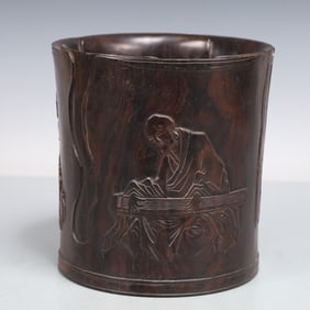 A Exquisite Zitanwood Figures Pattern Brush Pot