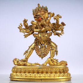 A Exquisite Gilt Bronze Statue of Vajra