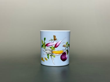 An Exquisite Enamel Flower and Fruit Pattern with poem Brush Pot