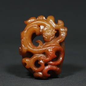 An Exquisite White Jade Dragon Phoenix Pattern Pendant