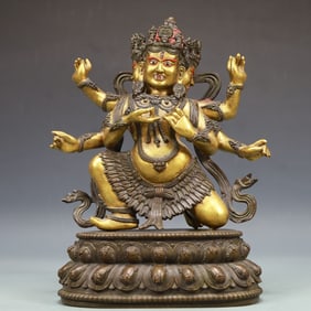 A Exquisite Gilt Bronze Six-arms Buddha statue