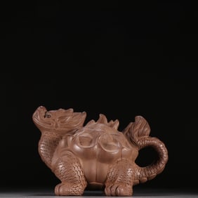 An Exquisite Purple Sands Auspicious Beast-Shaped Teapot