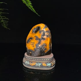 An Exquisite Shoushan Stone Landscape and Figure Pattern Seal Ornament