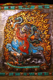 An Exquisite Iron Painted Color Statue of Bodhisattva Tangka