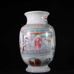 An Exquisite Famille-Rose Character and Story Pattern Vase
