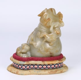 An Exquisite White Jade Monkey Pattern Ornament