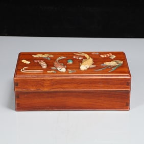 A Exquisite Boxwood Fish and Lotus Pattern Box