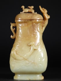 An Exquisite White Jade Character and Story Pattern Vase