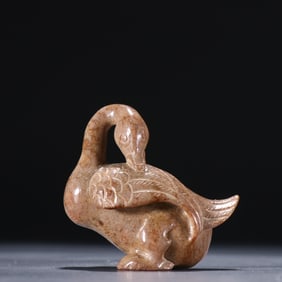 An Exquisite White Jade Goose Ornament