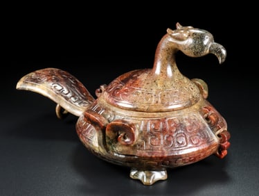 An Exquisite White Jade Phoenix-Shaped Censer