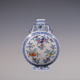 An Exquisite Doucai Blue and White Lotus Pattern Flower and Fruit Pattern Double-Ears Vase