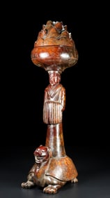 An Exquisite White Jade With Inscription Turtle-Shaped Censer