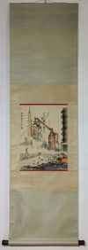 A Chinese Vertical Scroll Ink Painting of Character and Story on Paper