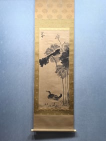 A Chinese Vertical Scroll Ink Painting of Flower and Bird on Paper