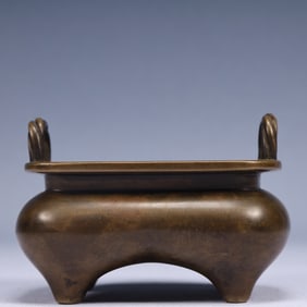 An Exquisite Bronze Double-Ears Censer