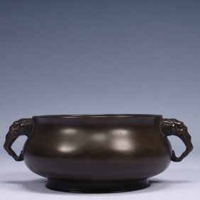 An Exquisite Bronze Double-Ears Censer