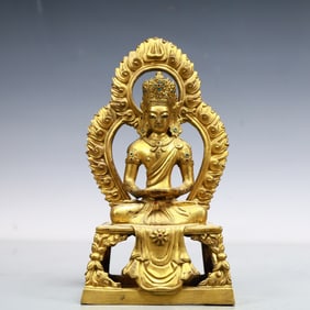 A Exquisite Gilt Bronze Statue of Avalokitesvara
