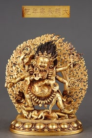 An Exquisite Gilt Bronze Six-arms Statue of Vajra