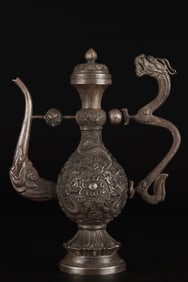 An Exquisite Silver Dragon Pattern Ewer