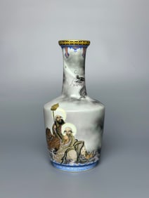 An Exquisite Ink Color Painted Gold Character and Story Pattern with poem Vase