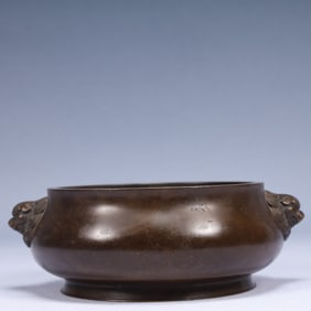 An Exquisite Bronze Double-Ears Censer