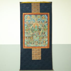 An Exquisite Brocade Painted Color Statue of Tara Tangka