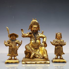 A Exquisite A Set of Gilt Bronze Guan yu