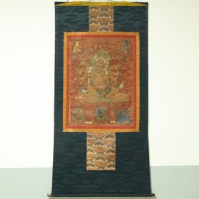 An Exquisite Brocade Painted Color Statue of Mammon Tangka