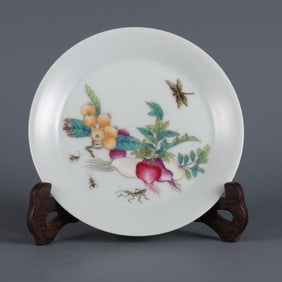 An Exquisite Famille-Rose Flower and Fruit Pattern Insect Pattern Plate